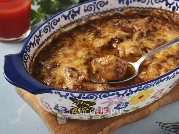 Фото блюда: Фрикадельки в томатном соусе с сыром