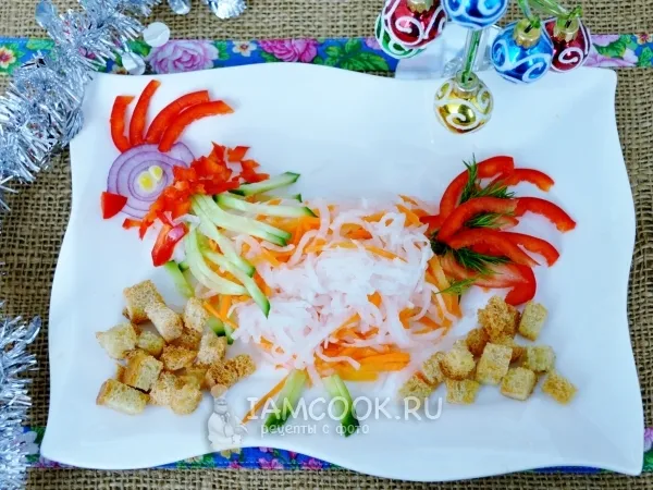 Фото блюда: Хрустящий салат с дайконом и сухариками