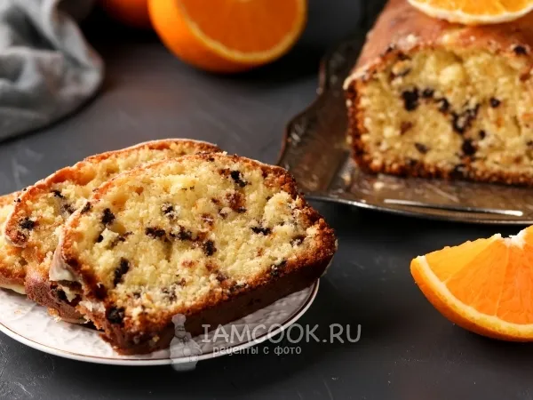 Фото блюда: Кекс на апельсиновом соке с шоколадными каплями