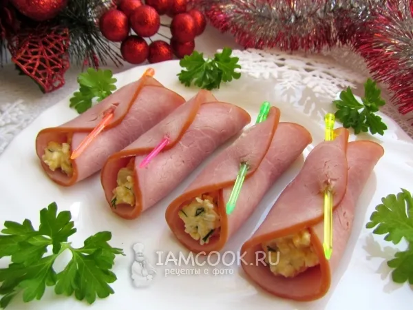 Фото блюда: Рулетики из ветчины с начинкой