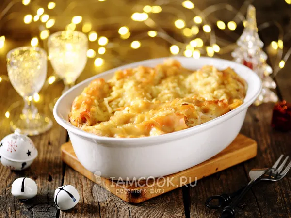 Фото блюда: Каннеллони с фаршем в сливочном соусе с моцареллой