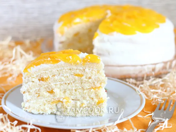 Фото блюда: Торт «Молочная девочка» с персиками