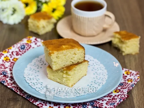 Фото блюда: Быстрый пирог с яблоками на сметане