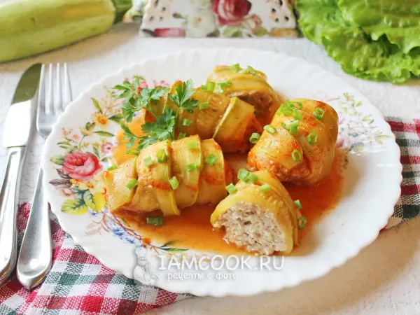 Фото блюда: Голубцы из кабачка с фаршем