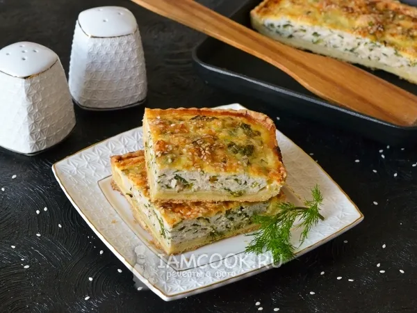 Фото блюда: Открытый пирог с курицей и сыром