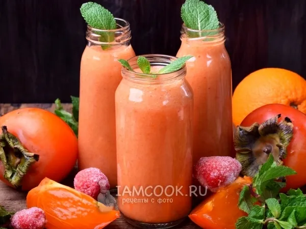 Фото блюда: Смузи с хурмой и клубникой