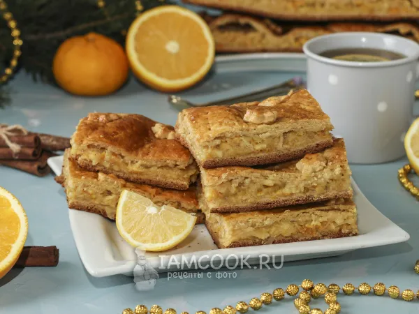 Фото блюда: Пирог с лимонно-апельсиновой начинкой