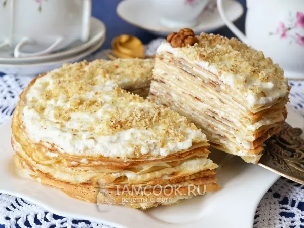Фото блюда: Торт блинный с творожным кремом