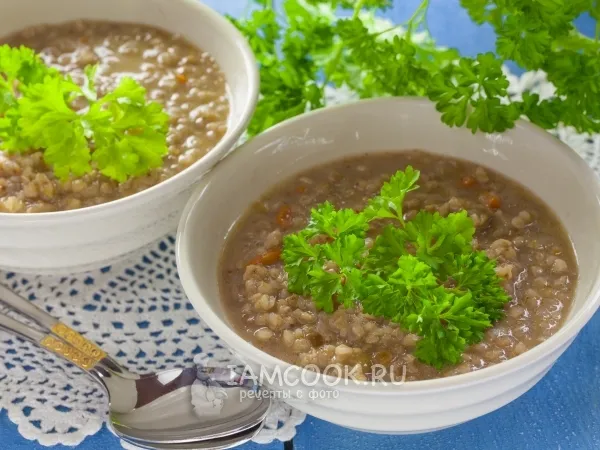Фото блюда: Постный суп с гречкой и кокосовым молоком