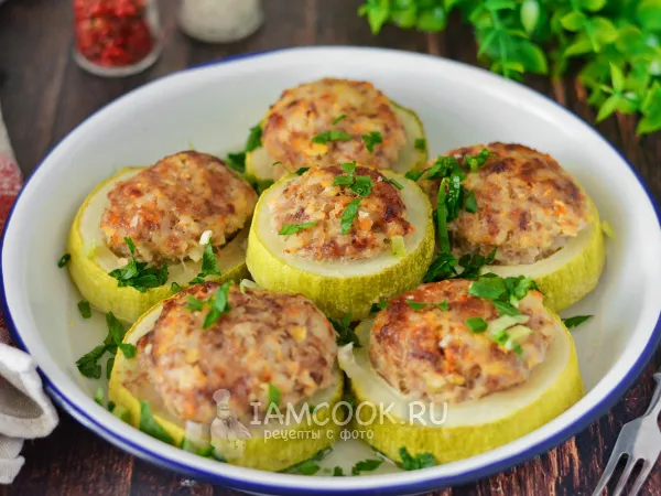 Фото блюда: Фаршированные кабачки ПП в духовке