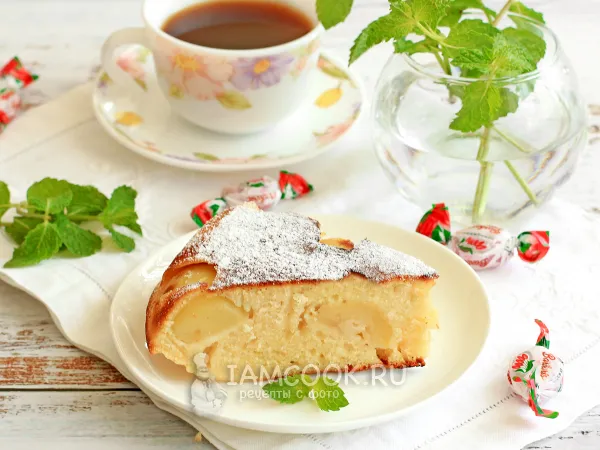 Фото блюда: Пирог с абрикосами на сковороде