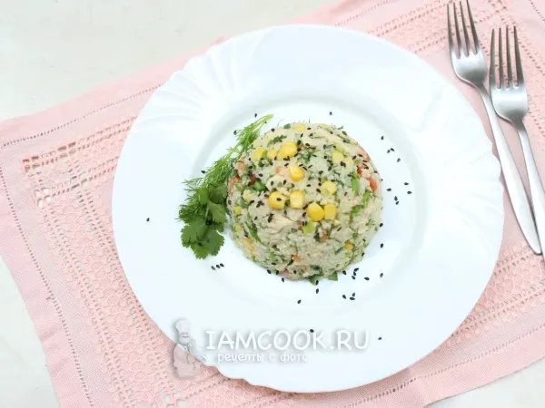 Фото блюда: Салат из кускуса с курицей и ананасом