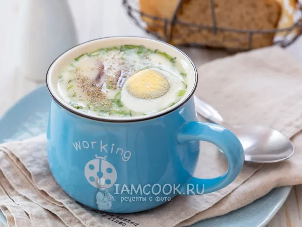 Фото блюда: Окрошка на сыворотке с бастурмой