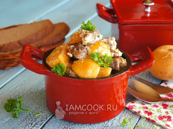Фото блюда: Репа с мясом в горшочке в духовке