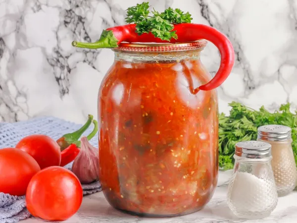 Фото блюда: Баклажаны в острой заливке на зиму