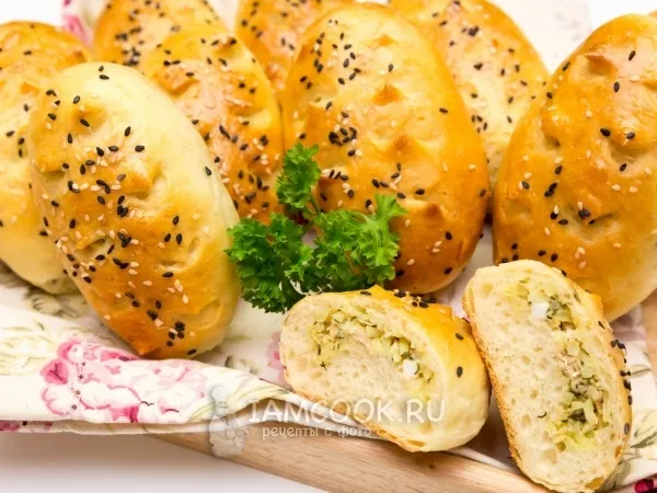 Фото блюда: Печеные пирожки с тунцом и рисом