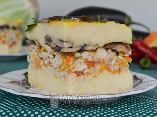 Фото блюда: Картофельная запеканка с фаршем без сыра в духовке