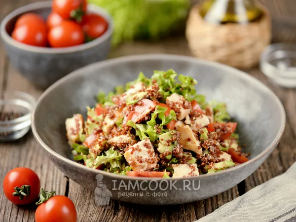 Фото блюда: Салат с киноа, курицей и авокадо