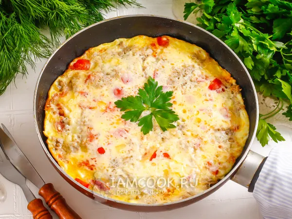 Фото блюда: Омлет с консервированным тунцом