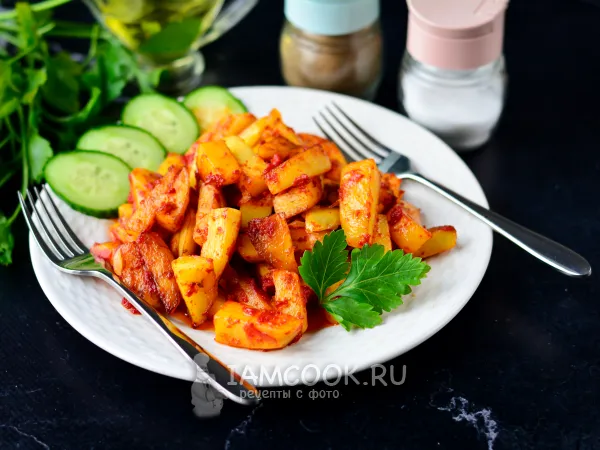 Фото блюда: Жареная картошка с томатной пастой