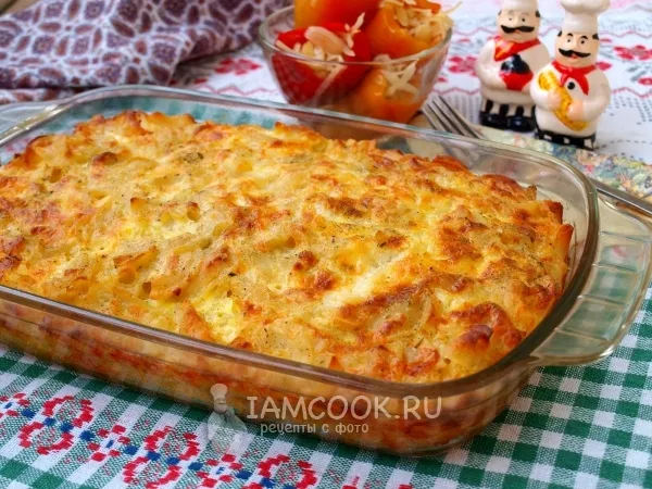 Фото блюда: Макароны, запечённые с сыром в духовке