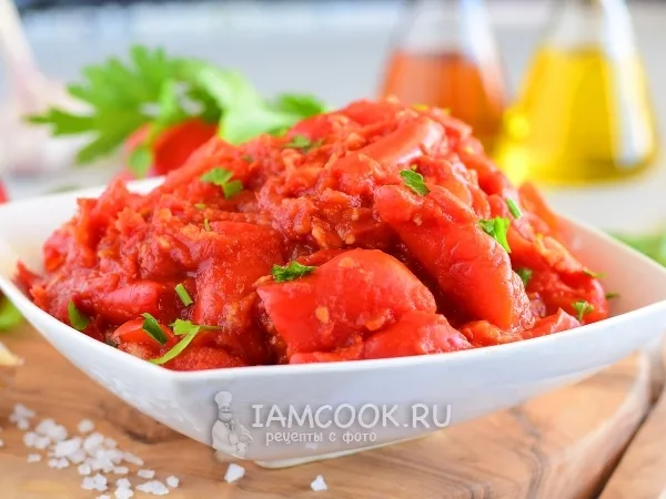 Фото блюда: Лечо из помидоров и перца с чесноком