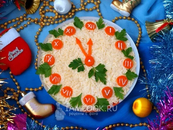 Фото блюда: Салат «Новогодние часики»