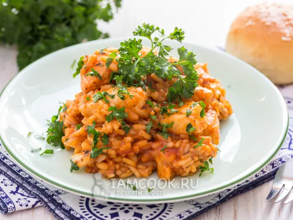 Фото блюда: Рис с рыбой в томате