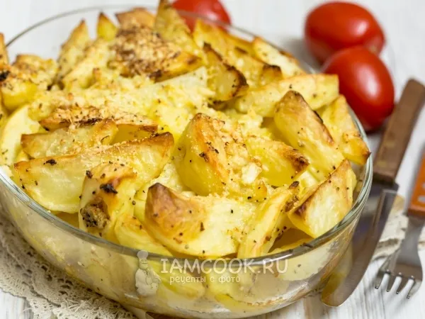 Фото блюда: Картофельные дольки с сыром и лимоном в духовке