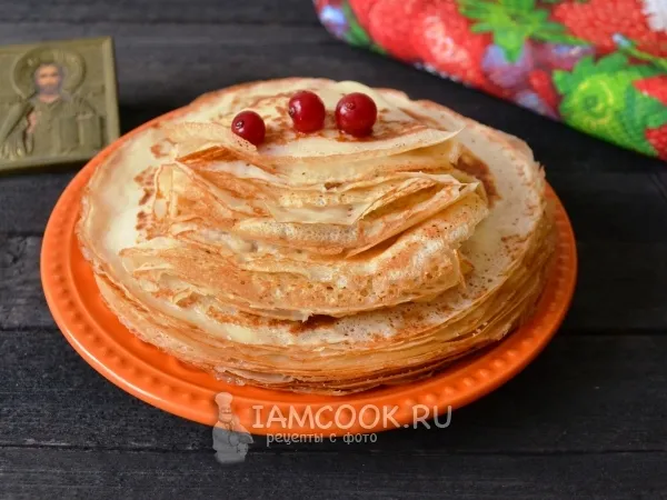 Фото блюда: Постные тонкие блины с дырочками