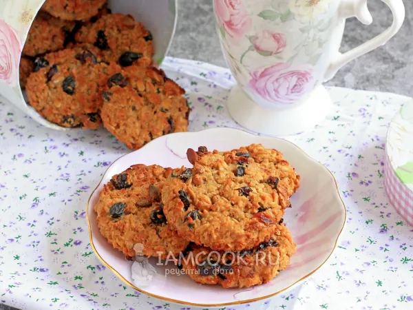 Фото блюда: Овсяное печенье с изюмом и медом (без яиц)