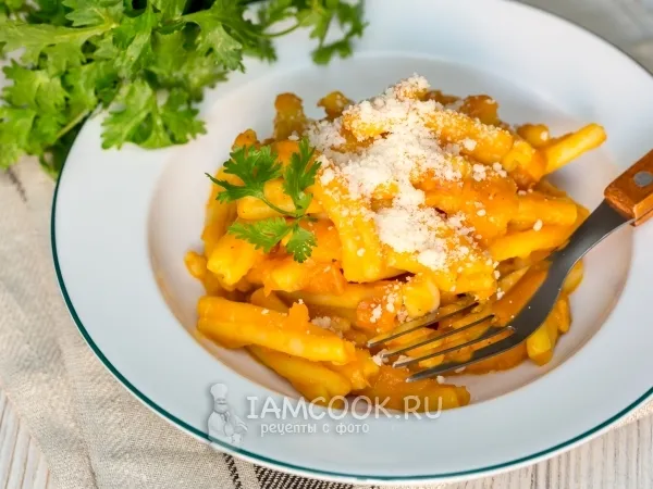 Фото блюда: Макароны с тыквой и беконом
