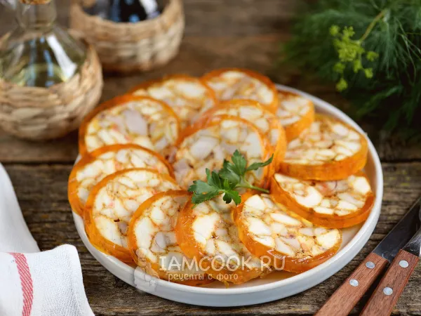 Фото блюда: Мраморный рулет из курицы с желатином