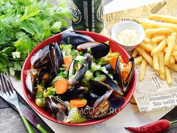 Фото блюда: Мидии по-бельгийски