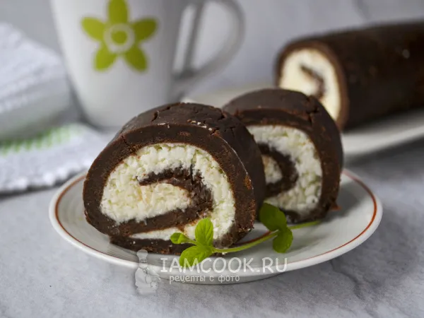 Фото блюда: Рулет «Баунти» без выпечки