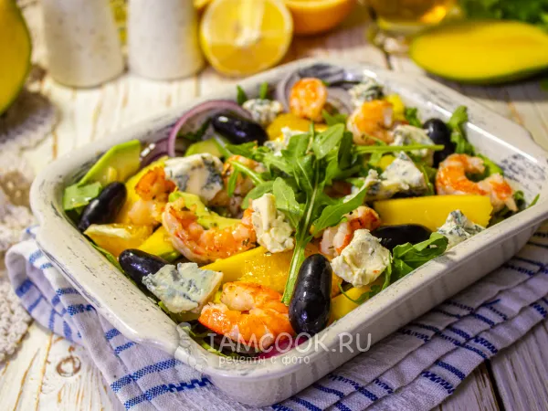 Фото блюда: Салат с креветками, манго и авокадо