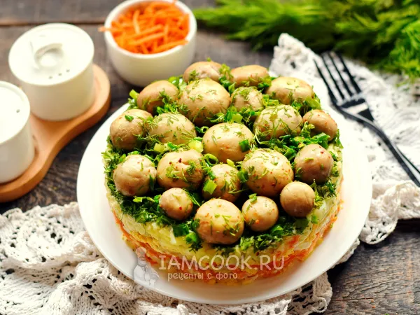 Фото блюда: Салат «Лесная поляна» с морковью по-корейски