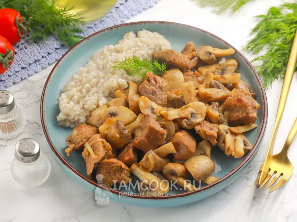 Фото блюда: Жаркое из говядины с грибами