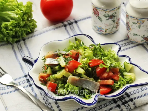 Фото блюда: Салат с селедкой и помидорами