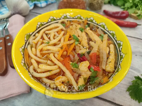 Фото блюда: Лагман из свинины с редькой