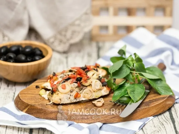 Фото блюда: Масляная рыба, запеченная с овощами