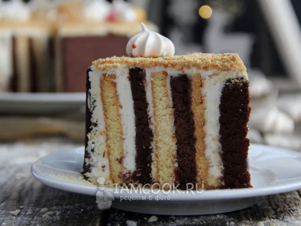Фото блюда: Торт «Зебра» без выпечки из печенья