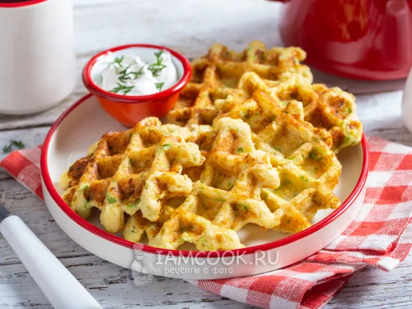 Фото блюда: Кето вафли из кабачков