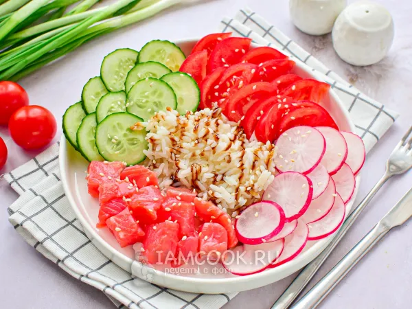 Фото блюда: Боул с рисом и лососем