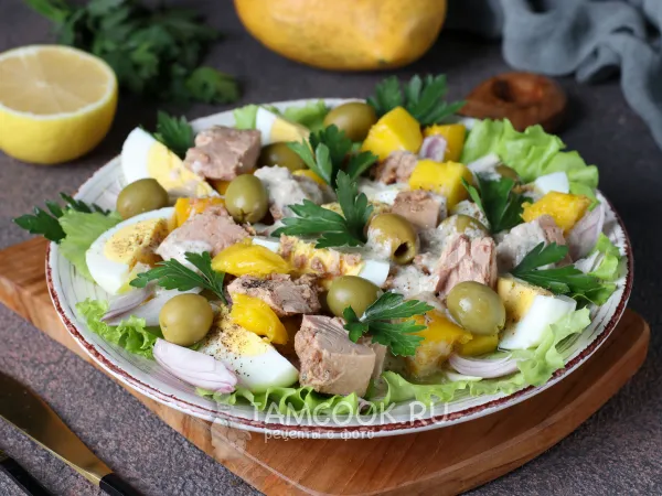 Фото блюда: Салат с тунцом и манго