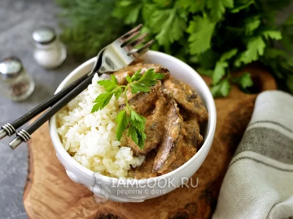Фото блюда: Печень индейки в сметане