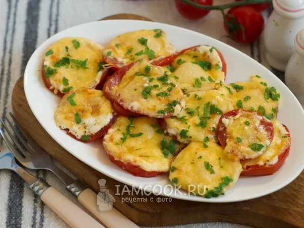 Фото блюда: Помидоры под сыром в духовке