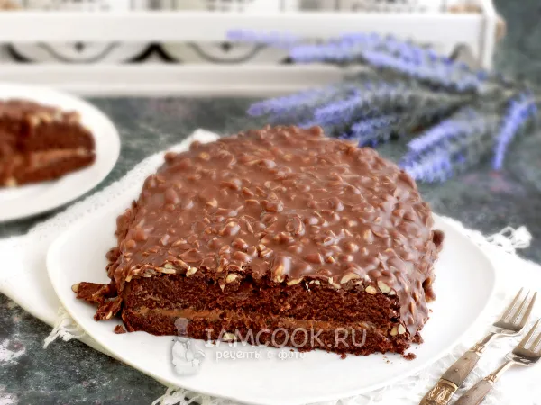 Фото блюда: Торт «Шоколадный Сникерс» в микроволновке