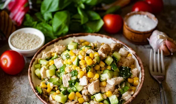Фото блюда: Салат с индейкой и кукурузой