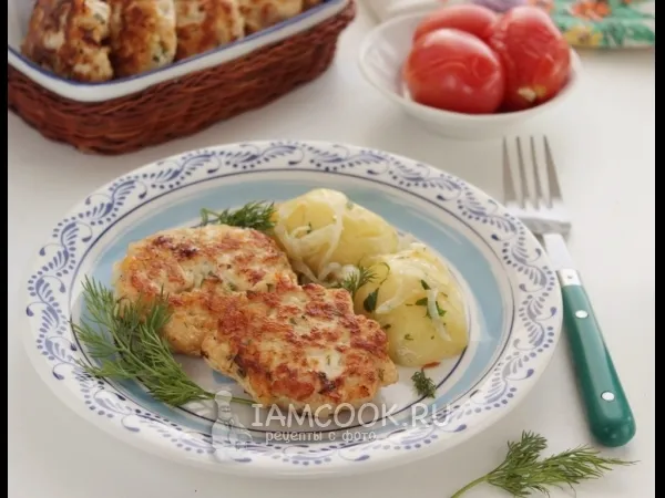 Фото блюда: Котлеты куриные «Нежность» с сыром, сметаной и крахмалом